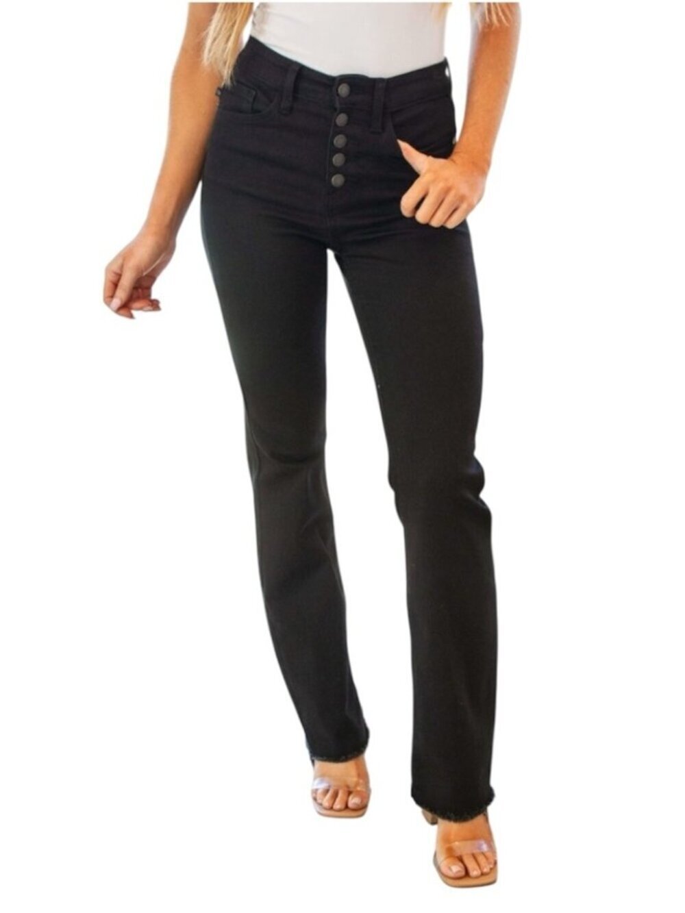 Judy Blue Harriet High Rise Button Fly Bootcut Jeans Black Women’s Size 32